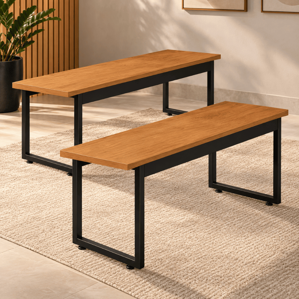 Kit 2 Bancos Industriais 110cm Estilo Moderno com Assento MDP