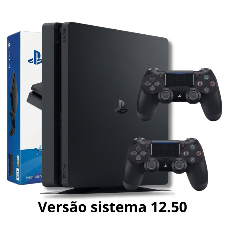 PS4 Slim 500GB versão sistema 12.50 + 2 controles