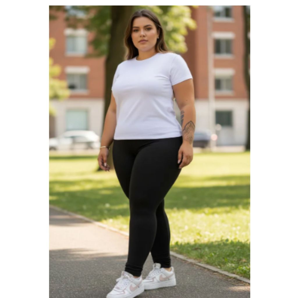 Calça Feminina Legging Preta Ideal p/Uniforme Envio Imediato Legue Básica Cintura Alta Costura Reforçada S/TransparêncIa