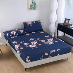 Jogo Lençol Cama King 3 Peças Com Elástico Fronhas Estampado Toque Macio Suave Confortável