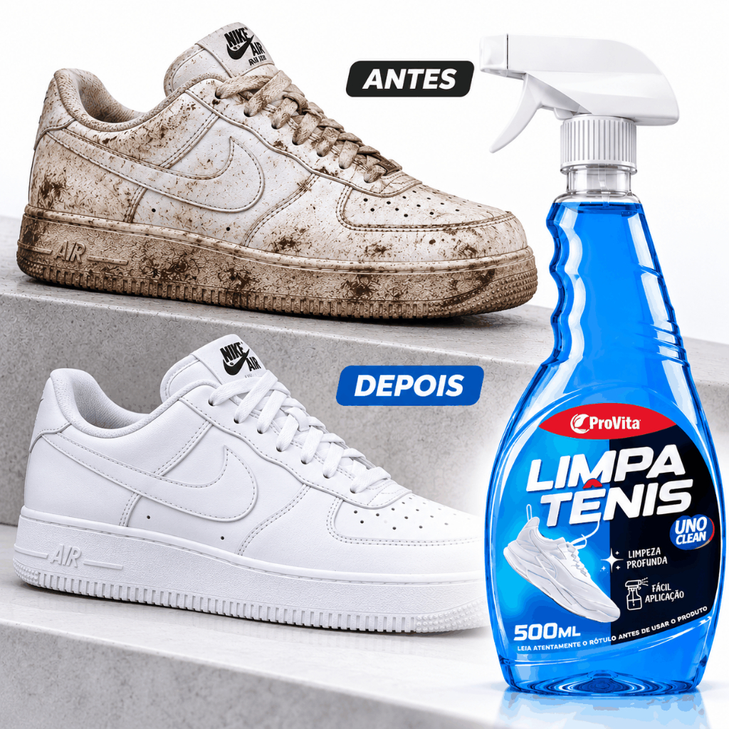 Limpa Tênis À Seco Spray Premium 500ml Remove Sujeira Pesada Renova Calçado Branco Colorido Branqueia Solado Encardido