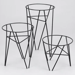 Kit Suporte Para Vasos de Plantas Decoração Jardim Casa Tripés 3 Tamanhos Alturas Diferentes Suporte Ferro