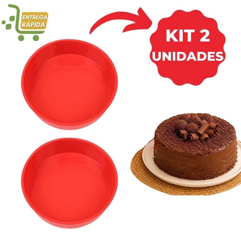 Kit 2 Formas de Silicone para Bolo 20cm Airfryer Assadeira Forno Cozinha Confeitaria