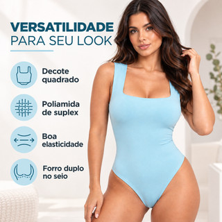 Body Feminino Regata Decote Quadrado Reto Alça Larga Basico Body Regata Feminina Alça Grossa Collant Blusinha Poliamida