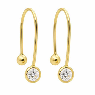 Piercing Anzol Bola com Pedra de Zircônia Banhado a Ouro 18K