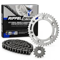 Kit Relação Transmissão NXR 160 BROS 2016 à 2026 e XRE 190 2016 à 2026 Com Retentor Riffel