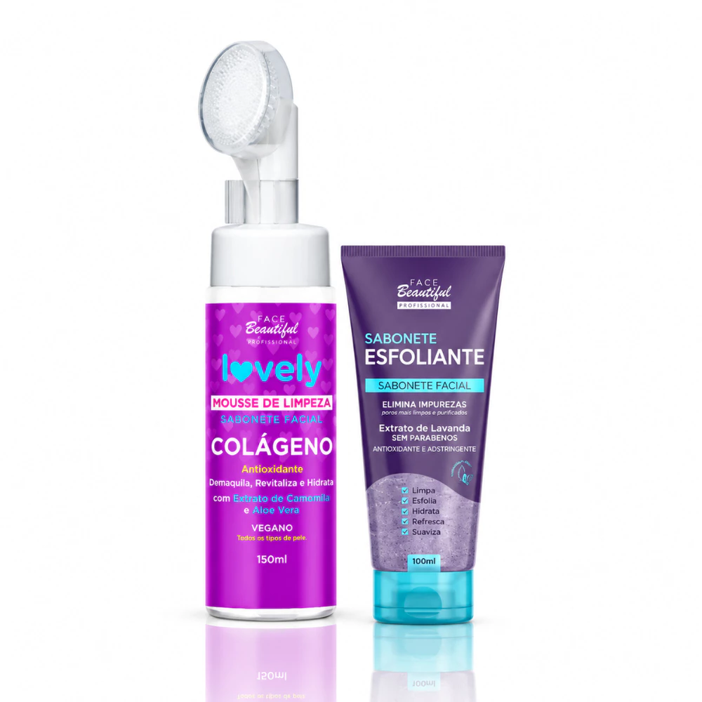 Kit Sabonete Esfoliante Facial e Mousse Facial Skin Care Face Beautiful