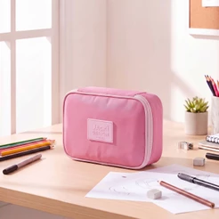Estojo Box Organizador Escolar com Divisórias e 24 Elásticos