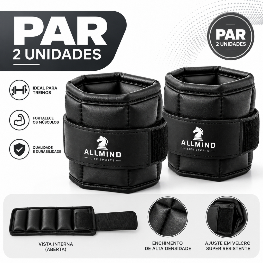 Par Caneleira de Academia Kit Caneleira Fit 2kg 4kg 6kg 8kg 10kg Academia Musculação Fitness Treino Funcional Tornozelo