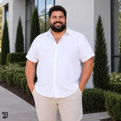 Camisa Social Plus Size Masculina Manga Curta