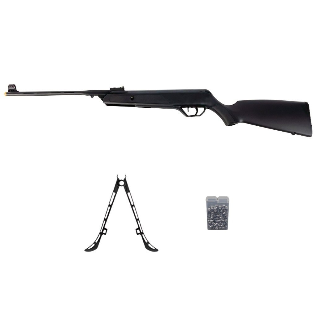 Carabina de Pressão AG12 Mola Preta 5.5mm - CBC + Chumbo + Bipé