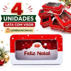 Kit 1, 2, 3 ou 4 Latas Natalinas com Visor – Lembrancinhas