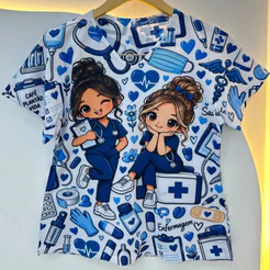 CAMISA ENFERMAGEM SAUDE BLUSA GOLA V ESTAMPADA PERSONALIZADA ENVIO EM 24 HORAS OFERTA
