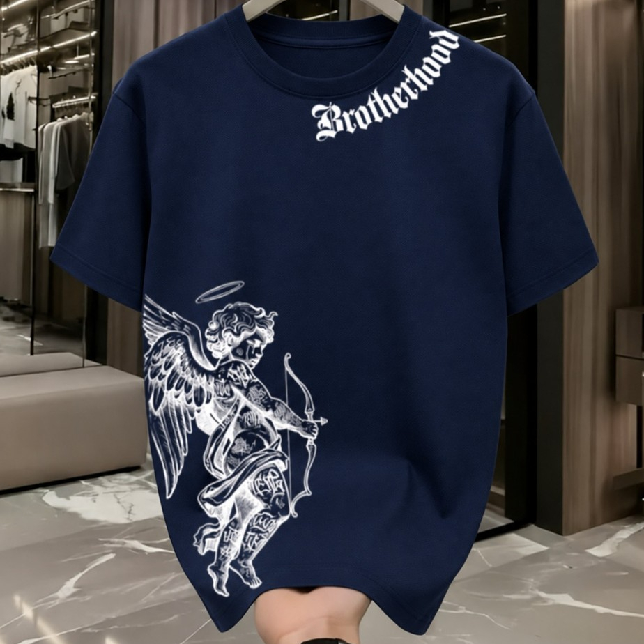 Camiseta Camisa 100% Algodão Manga Curta Lançamento Estilosa Streetwear Estampada Anjo Brotherhood Envio Rápido