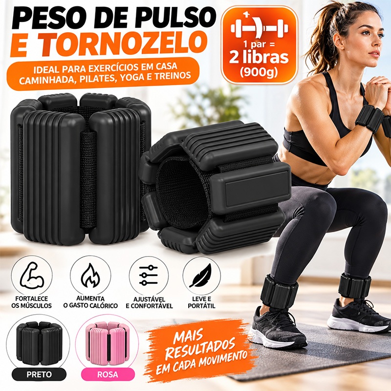 Pesos de Pulso Par Caneleira 900g Ajustáveis para Treino Fitness, Caminhada Corrida Yoga