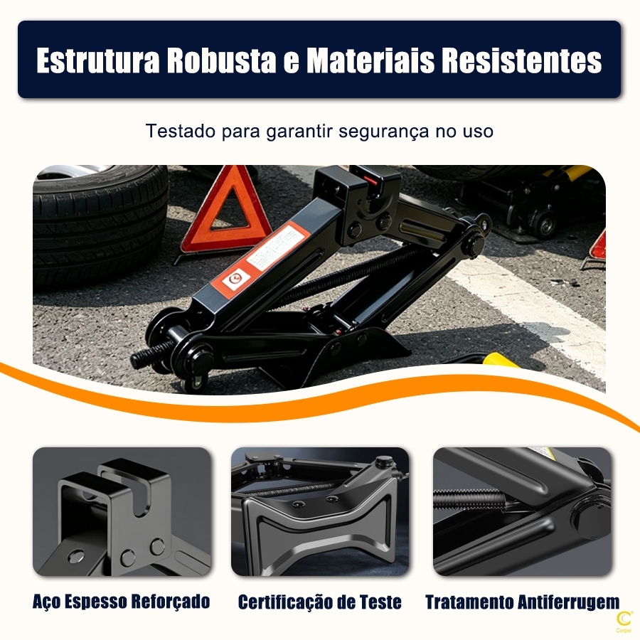 Macaco Sanfona Automotivo Manual para Carro Troca de Pneu Alta Resistência · foto 2