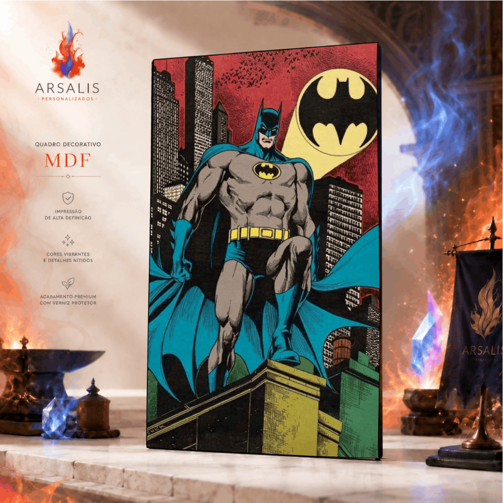 Placa Decorativa MDF Herois DC Comics Batman Superman Flash Quadro De Parede Quarto Geek