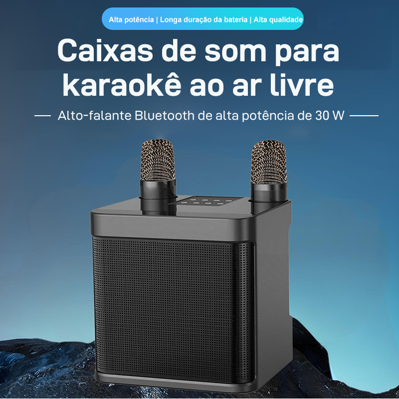 Caixa de Som Bluetooth Karaokê Portátil | Duplo Sem Fio com Alto-Falante Divertimento Familiar
