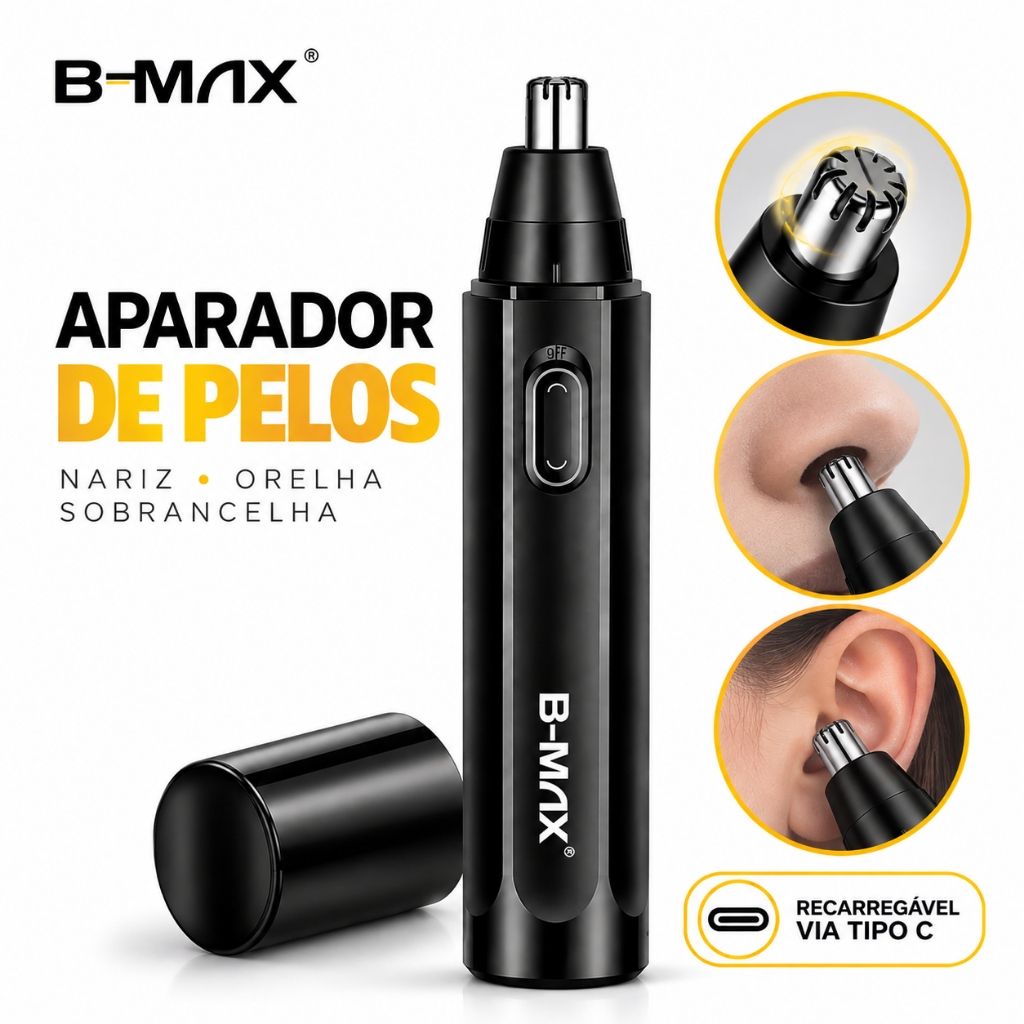 Aparador de Pelos do Nariz Maquininha Recarregável Máquina B-Max