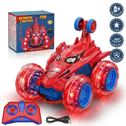 Carrinho Controle Remoto Spider Carro Maluco Gira 360 Doido Luzes Pirueta Vermelho Aranha