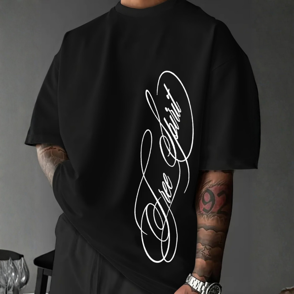 Camiseta Estampada Masculina Oversized Estilosa Streetwear Modelagem Ampla Manga Grande