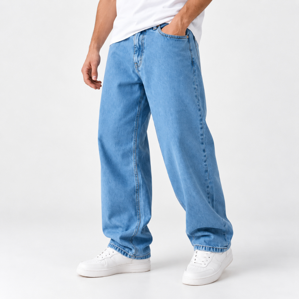 Calça Balão Jeans Masculina Premium Oversize Baggy Streetwear Confortável Moda Urbana Algodão Qualidade Tendência