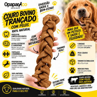 Mordedor Natural Gibão Trançado "Couro Bovino" Opaparico - 1un