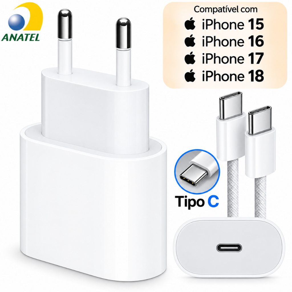 Carregador iPhone 18 Pro Max iPhone 17 Pro Max Carregador iPhone Original Turbo Carregador Tipo C iPhone 16 Pro Max