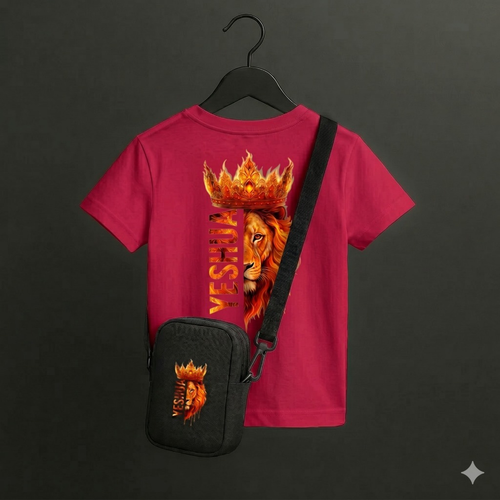 Conjunto Camiseta E Bolsa Leão De Judá Estilo Cristão Masculino Feminino Roupa Casual Confortável E Moderna