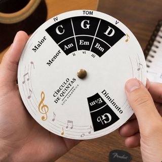 Círculo de Quintas Giratório MDF Campo Harmônico Acordes Violão Guitarra Teclado Circle of Fifths