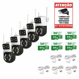 Kit 5 Câmeras Externa IP a Prova D'agua 2 EM 1 Com Visão Noturna Wifi Infravermelho