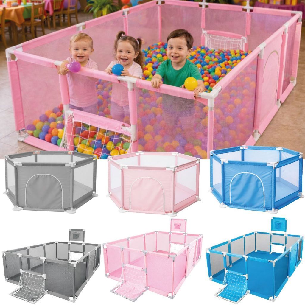 Cercadinho Bebê Infantil Baby Bear Chiqueirinho Cercado Seguro Dobrável 128x111x66cm