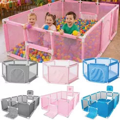 Cercadinho Bebê Infantil Baby Bear Chiqueirinho Cercado Seguro Dobrável 128x111x66cm