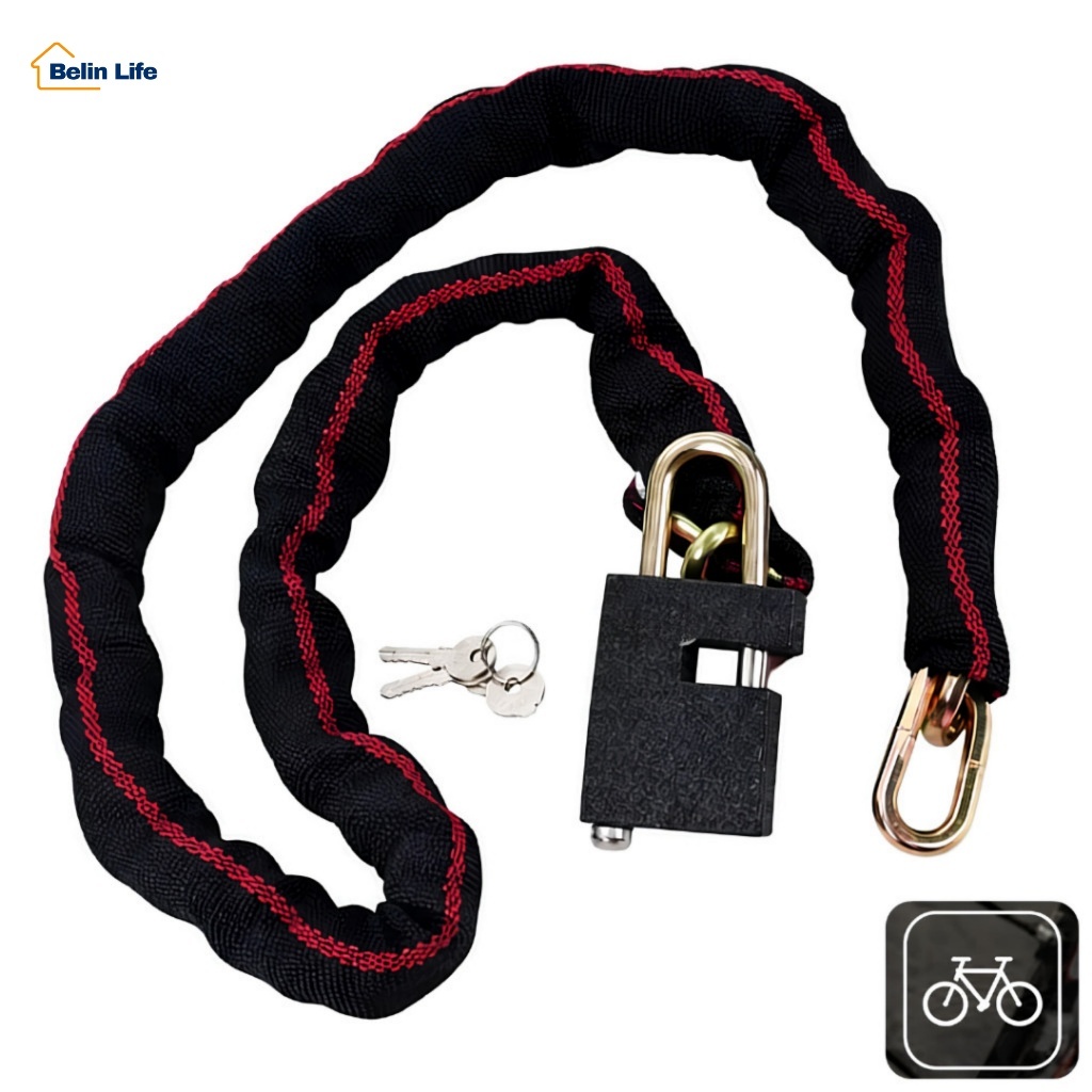 Cadeado Com Corrente Antifurto 1m Luatek LK-BL46 Para Moto Scooter Bicicleta Capa Anti-Risco