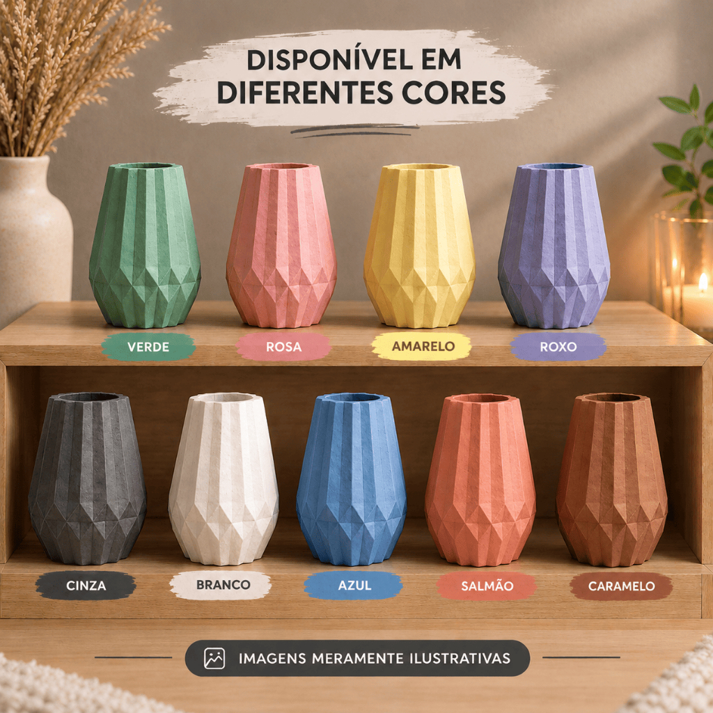 Vaso Decorativo 10,5cm em Gesso | Cores Azul Verde Rosa Cinza Branco decorar ambiente