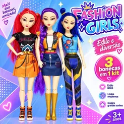 Kit 3 Bonecas Guerreiras do KPop com Acessórios – Boneca Fashion Infantil 30cm