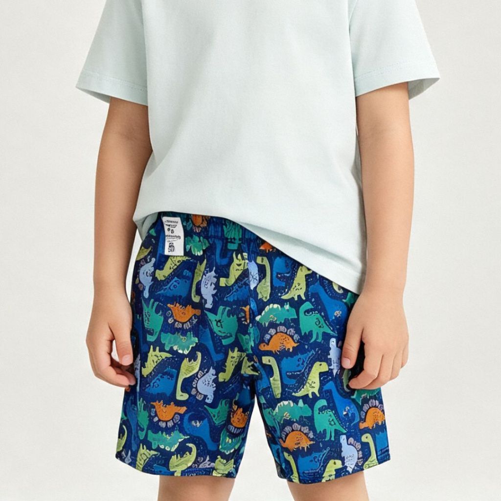Kit Com 05 Bermudas Infantil e Juvenil Masculina de Elástico Estampado Menino Praia