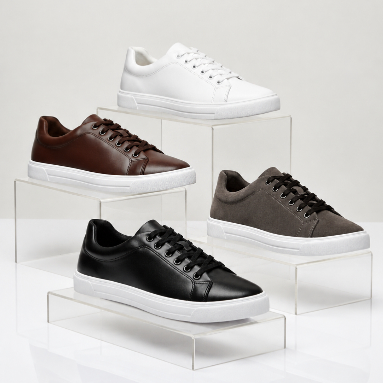 Kit 4 Pares Tênis Masculino Casual Sintético Preto Marrom Cinza Branco Confortável Sapatenis Social Casamento All Skate