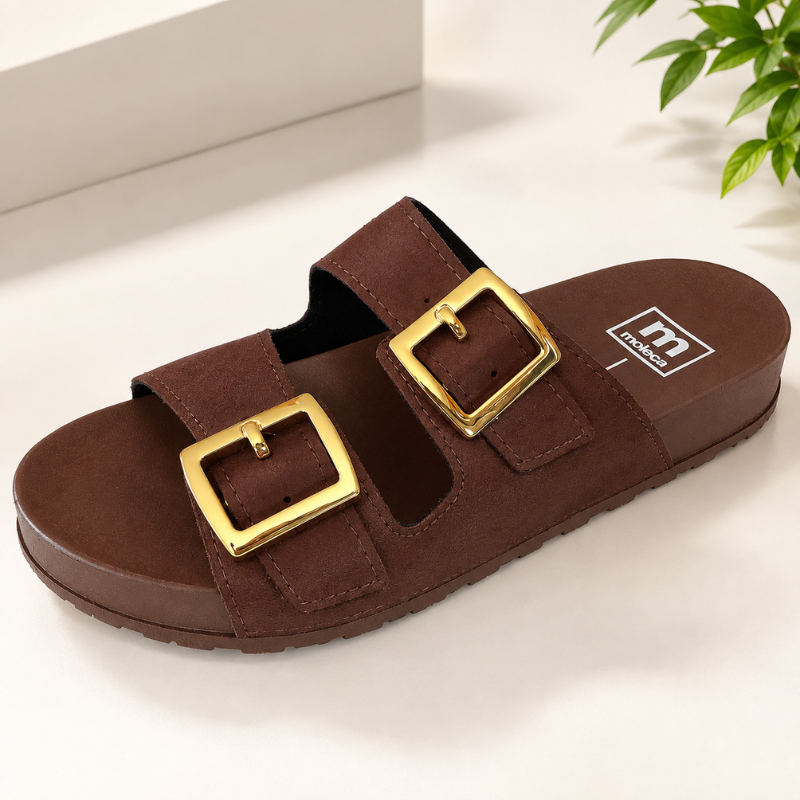 Sandália Feminina Moleca Slide Birken com Fivela Confortável Macia Ortopédica Tendência 2026 Ana Castela
