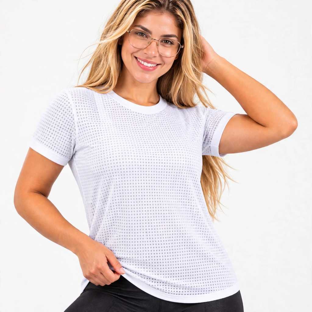 Blusa Feminina Dry Fit Furadinha Academia Fitness Respirável Secagem Rápida Camiseta Esportiva Treino Corrida