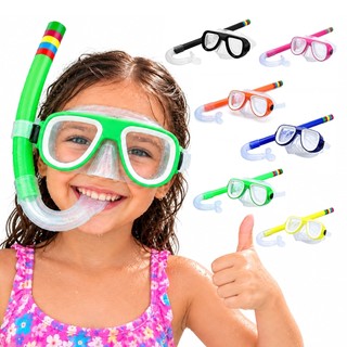 Kit Mergulho Snorkel Óculos Máscara Piscina Praia Banho Natação Infantil Ajustável Conjunto Mergulho Infantil