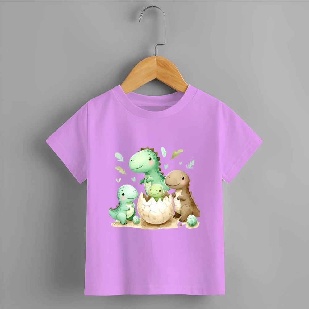 Camiseta Infantil Dinossauro Estampada "3 Dinos" Personalizadas 100% Algodão Meninas e Meninos 02 ao 08