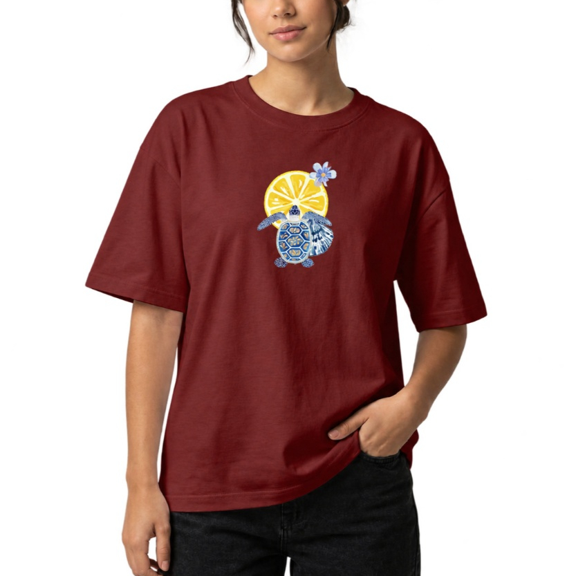 Camiseta soltinha feminina 100% algodão camisa estampada oversized malha premium
