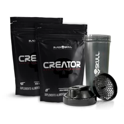 Kit 2x Creatina Creator 500g + Coqueteleira - Black Skull