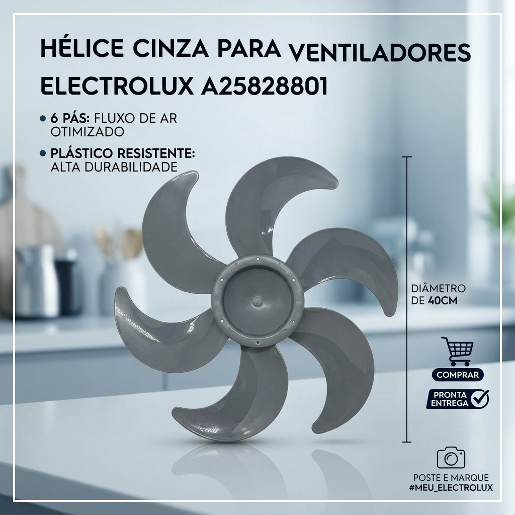 Hélice Para Ventilador Electrolux A25828801 Original Cinza Peça Reposição