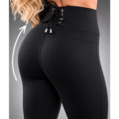 Calça Legging Poliamida Levanta Bumbum Com Ziper frontal Cintura Alta com ilhos ajustavel