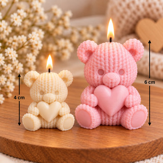 Molde de Silicone Para Velas  Ursinho Lembrancinha Tricô Coração 4CM 6CM
