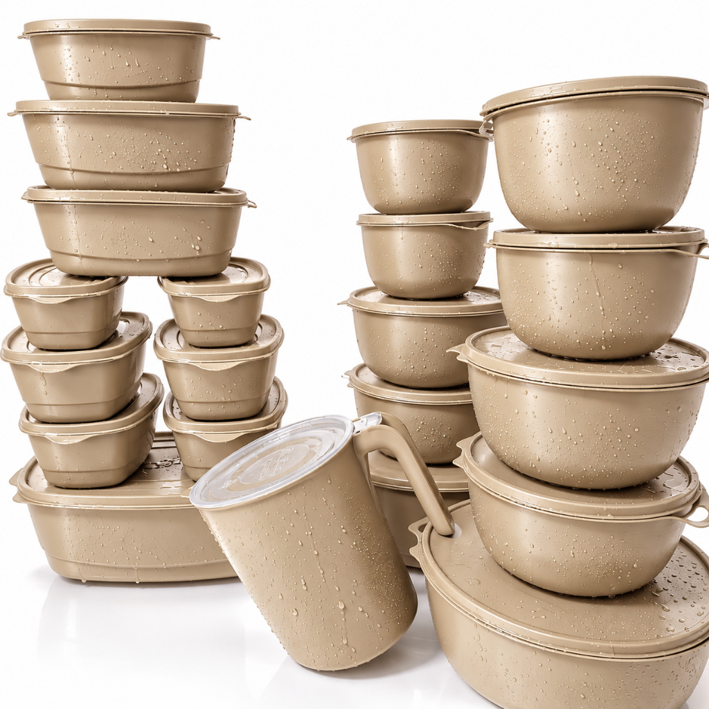 21 Potes Plásticos Multiuso com Tampa para Mantimentos, Alimentos e Marmitas