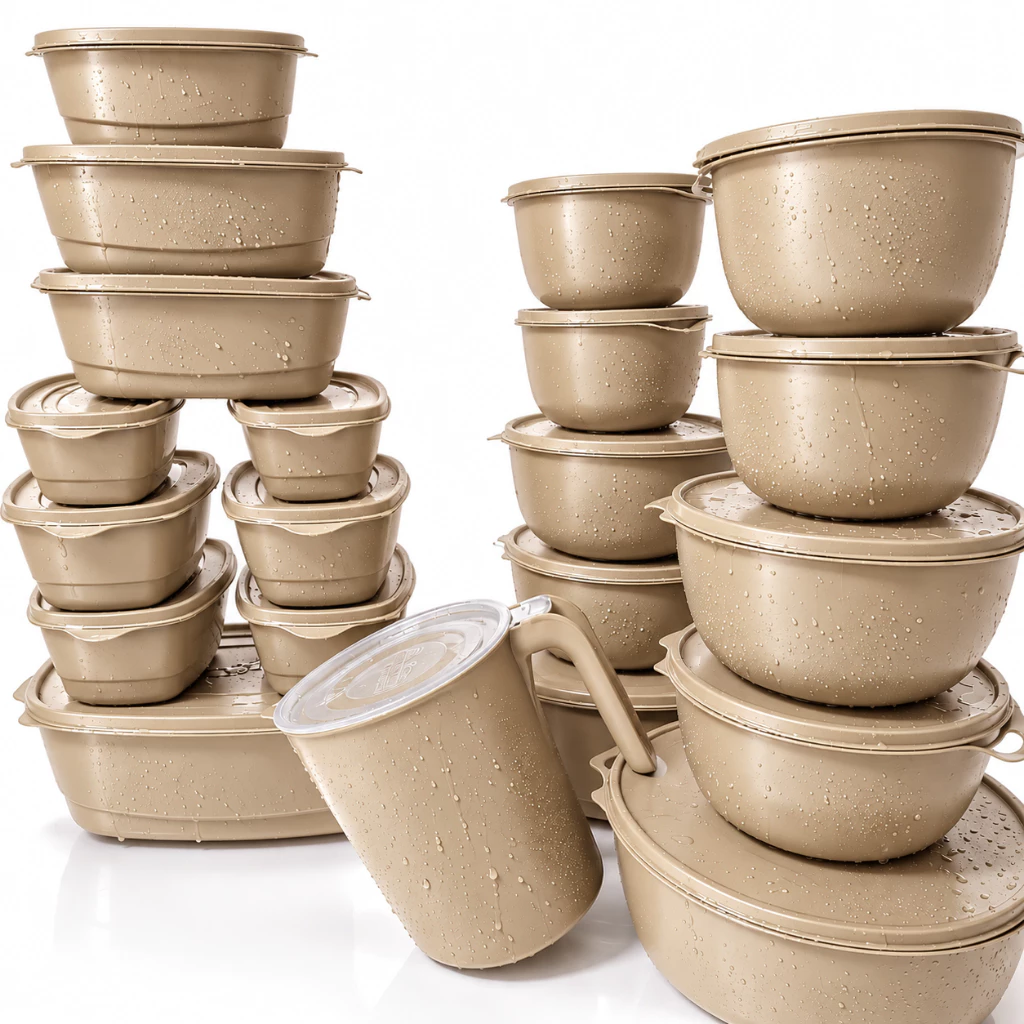 21 Potes Plásticos Multiuso com Tampa para Mantimentos, Alimentos e Marmitas