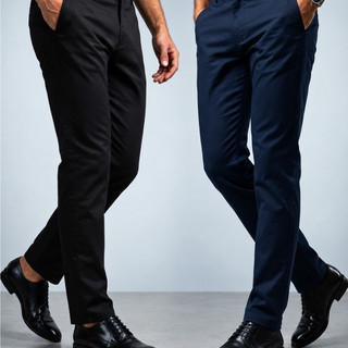 Kit 2 Calças Masculinas Social Slim Sarja com Elastano